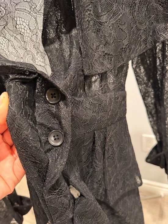 BCBGMaxAzria Lace Peplum Long Trench XXS - Picture 4 of 12